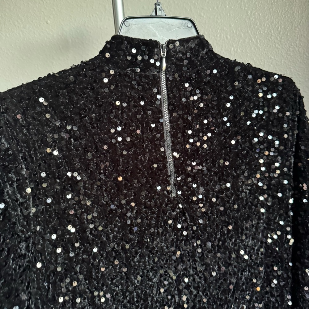 NWT J.McLaughlin Leeza Mini Black Sequin Shirt Dress Sz S - Picture 5 of 5